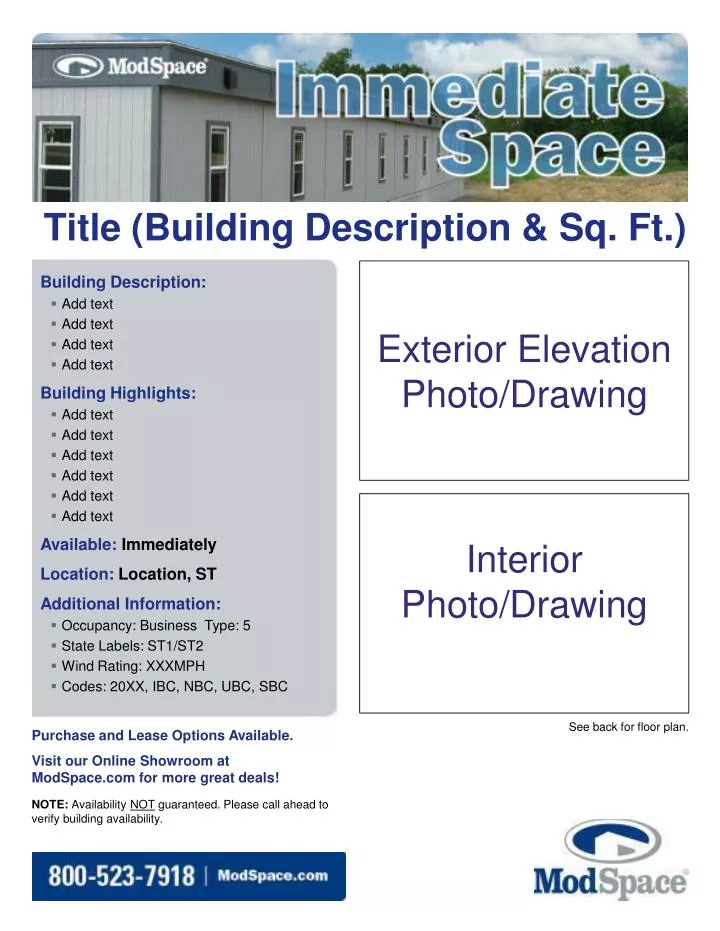 title building description sq ft
