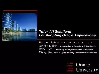 Tutor 11i Solutions For Adopting Oracle Applications