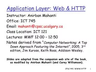 Application Layer: Web &amp; HTTP
