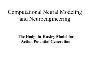 Computational Neural Modeling and Neuroengineering