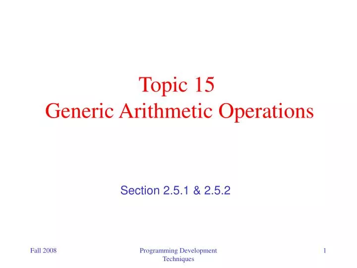 topic 15 generic arithmetic operations
