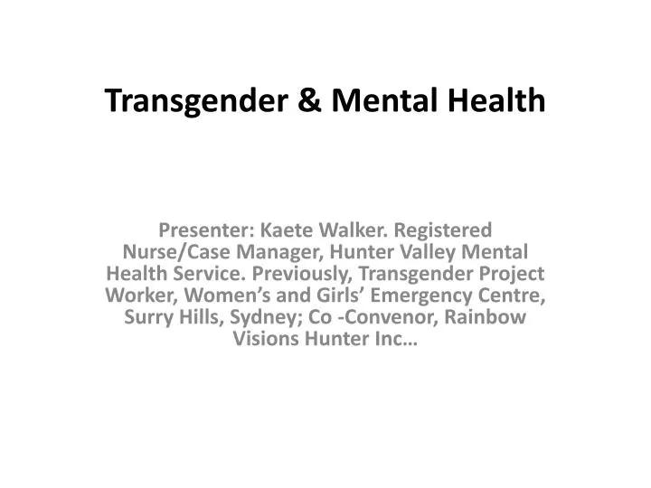 transgender mental health