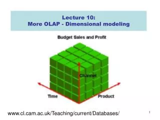 Lecture 10: More OLAP - Dimensional modeling