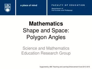 Mathematics Shape and Space: Polygon Angles