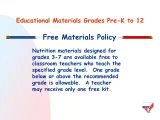 Educational Materials Grades Pre-K to 12