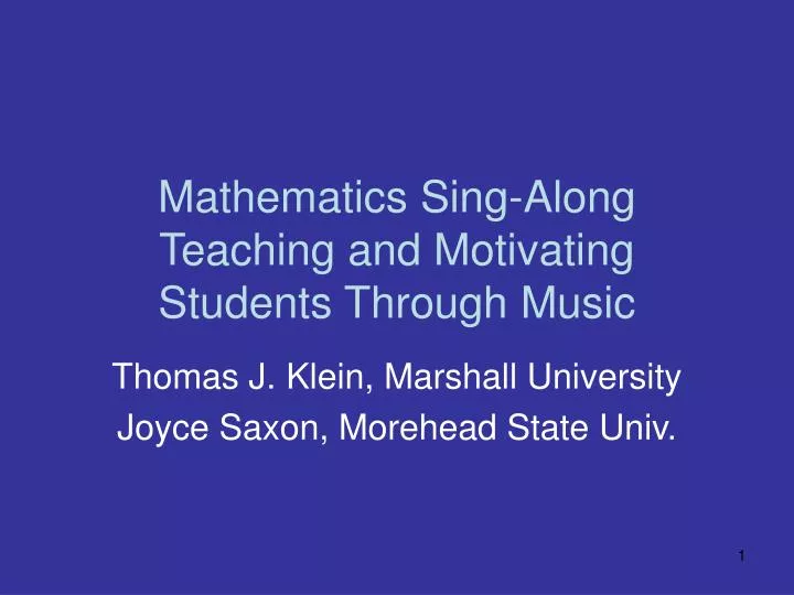 mathematics sing along teaching and motivating students through music