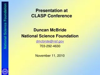 Presentation at CLASP Conference
