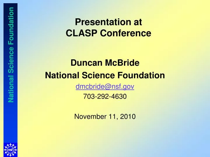 presentation at clasp conference