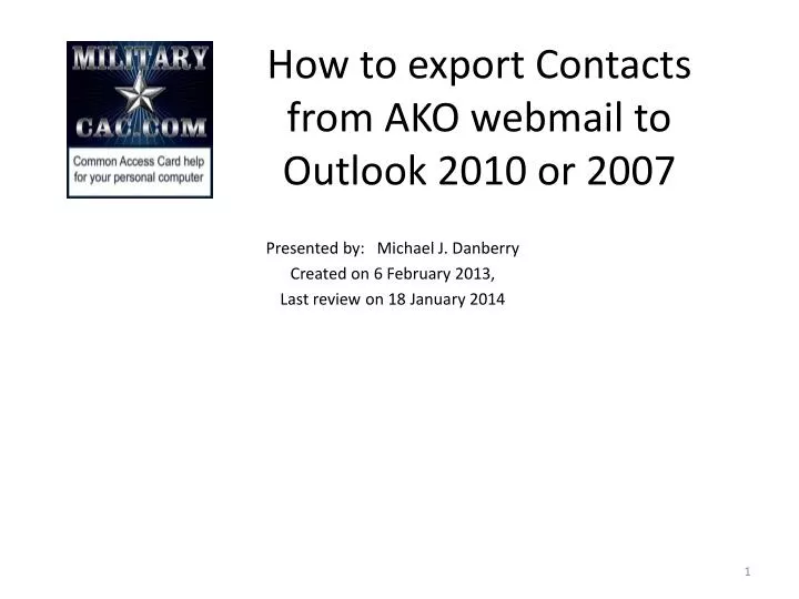 how to export contacts from ako webmail to outlook 2010 or 2007