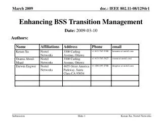 Enhancing BSS Transition Management