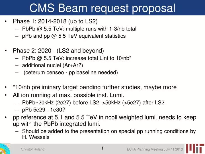 cms beam request proposal
