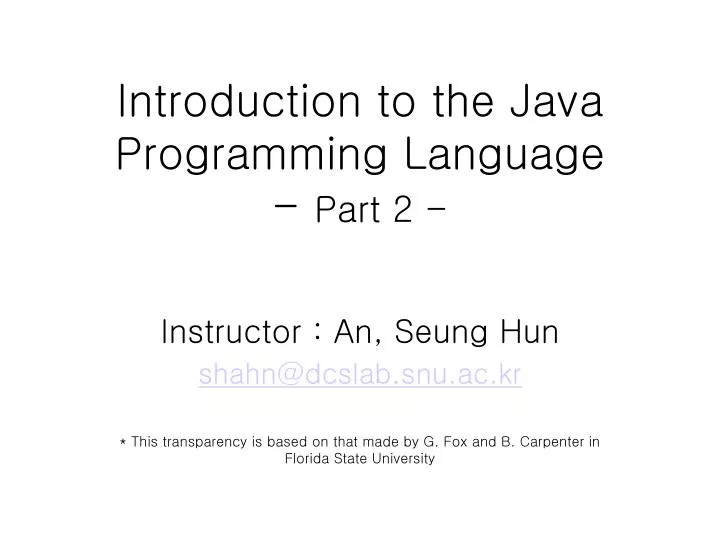 introduction to the java programming language part 2