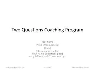 Two Questions Coaching Program