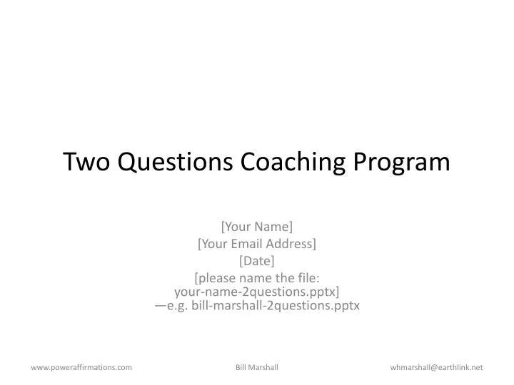 two questions coaching program