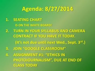 Agenda: 8/27/2014