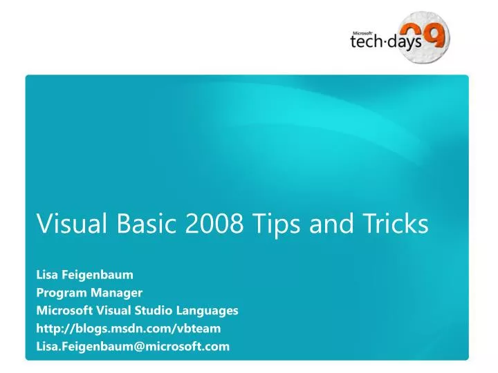visual basic 2008 tips and tricks