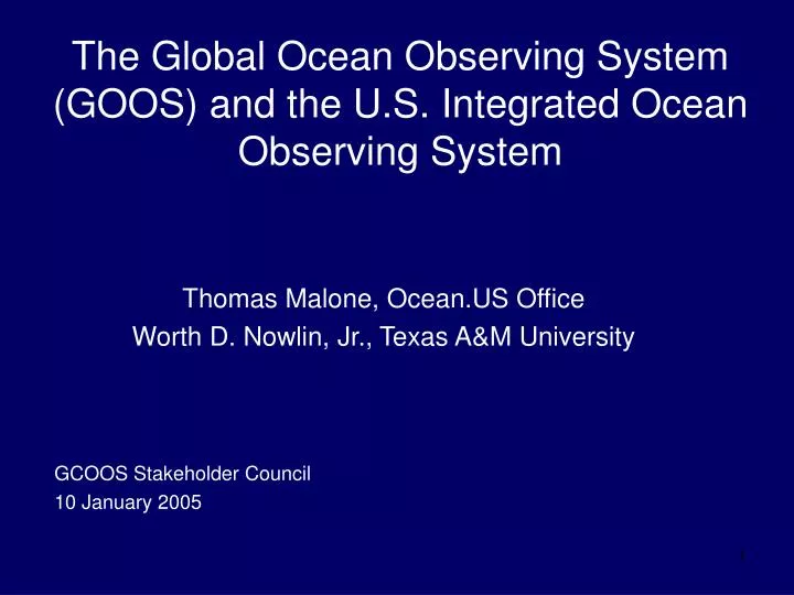 the global ocean observing system goos and the u s integrated ocean observing system
