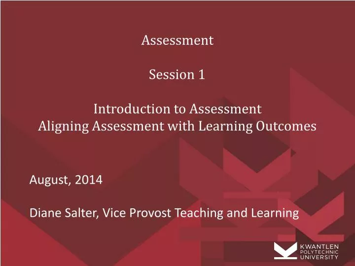 assessment session 1 introduction to assessment aligning assessment with learning outcomes
