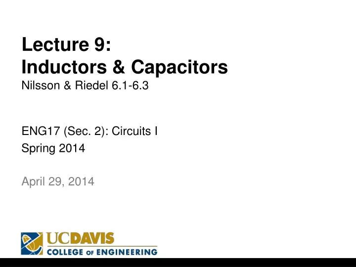 lecture 9 inductors capacitors nilsson riedel 6 1 6 3