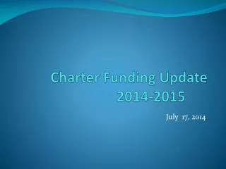 Charter Funding Update 2014-2015