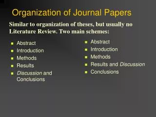 Organization of Journal Papers