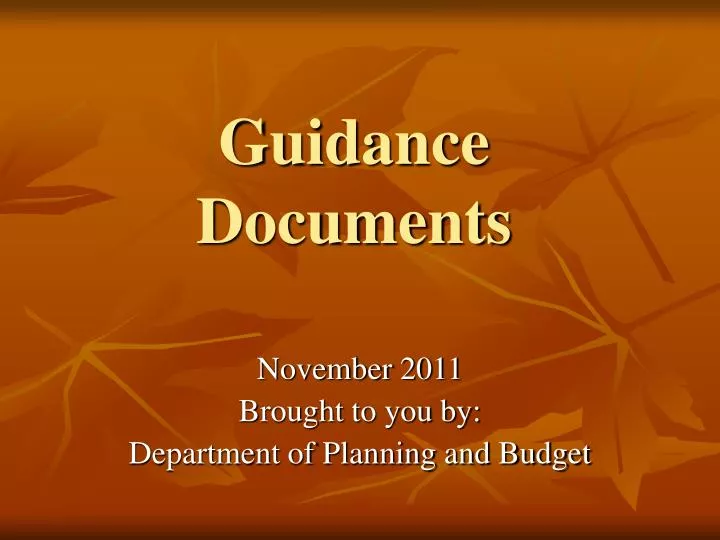 guidance documents