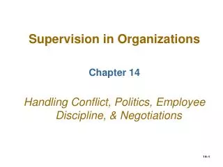 Supervision in Organizations Chapter 14