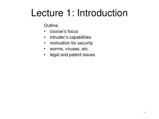 Lecture 1: Introduction