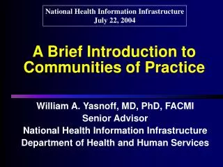 A Brief Introduction to Communities of Practice