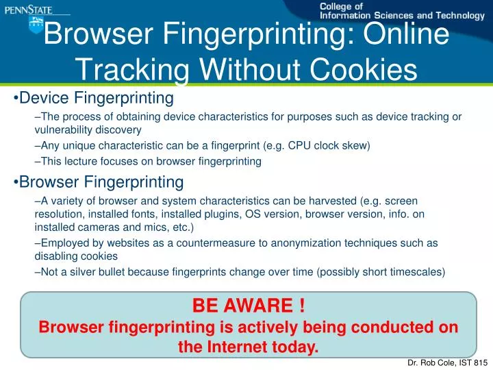 browser fingerprinting online tracking without cookies