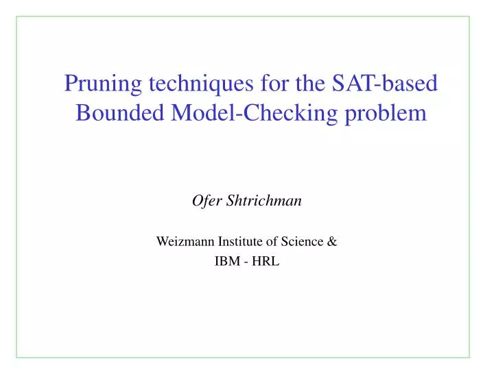 pruning techniques for the sat based bounded model checking problem