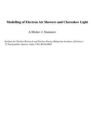Modelling of Electron Air Showers and Cherenkov Light