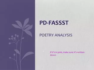 PD-FASSST Poetry Analysis
