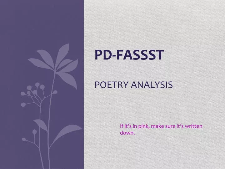pd fassst poetry analysis