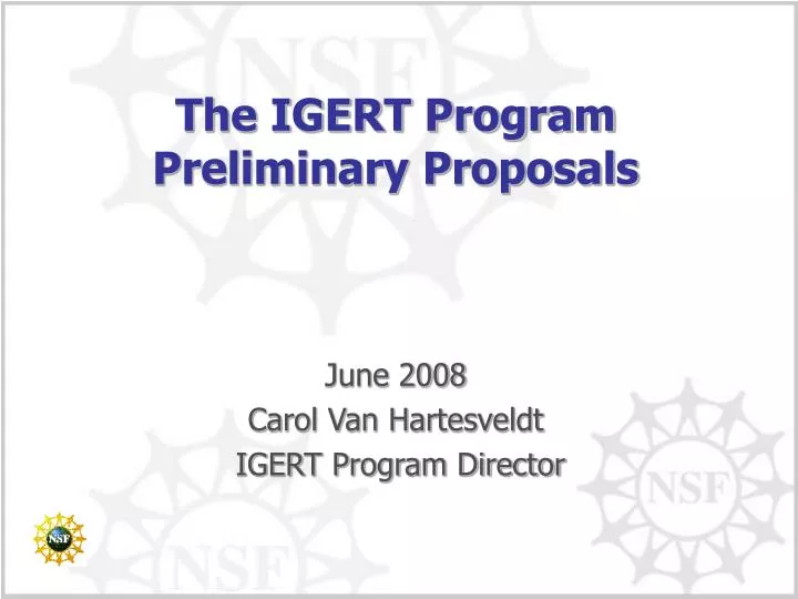 the igert program preliminary proposals