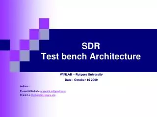 SDR Test bench Architecture