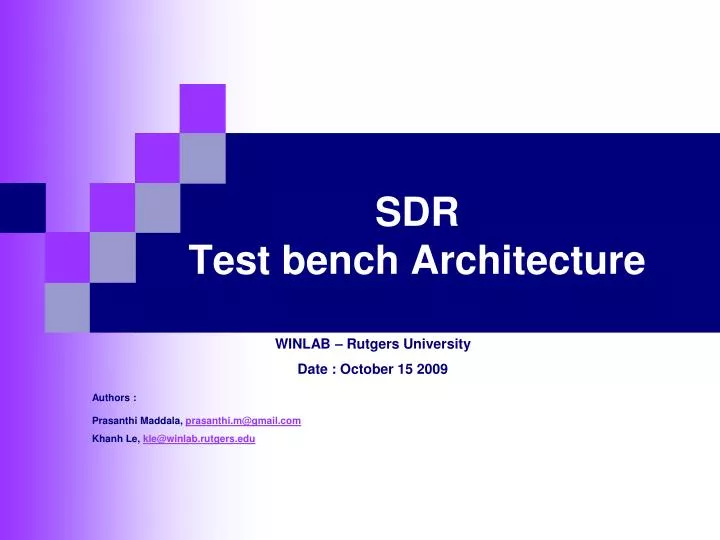 sdr test bench architecture