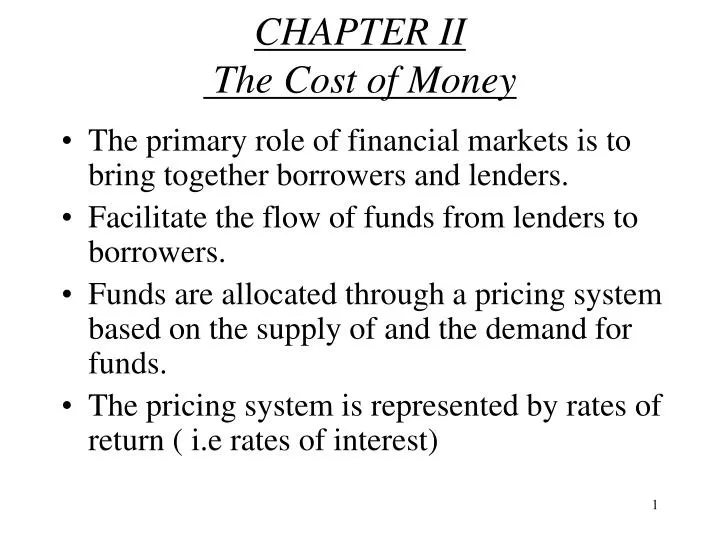 chapter ii the cost of money