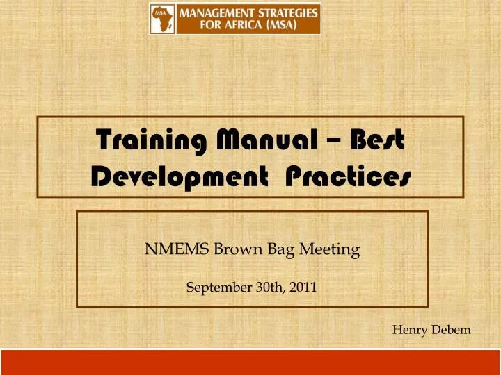 training manual best development practices