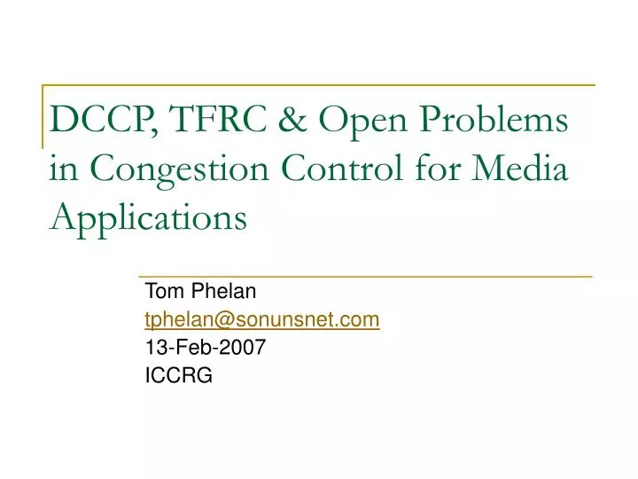 dccp tfrc open problems in congestion control for media applications