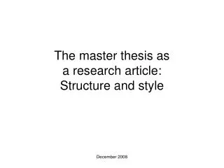 The master thesis as a research article: Structure and style