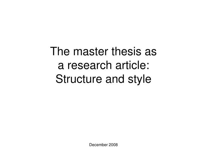 the master thesis as a research article structure and style