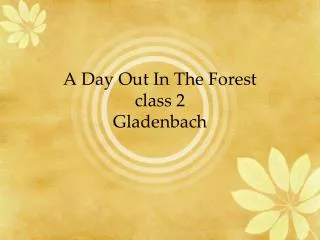 A Day Out In The Forest class 2 Gladenbach
