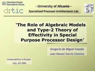 - University of Alicante - Specialized Processor Architectures Lab