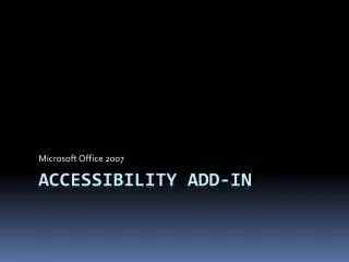 Accessibility Add-in