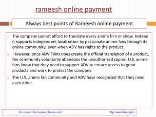 What are the guidelines for the rameesh online payment