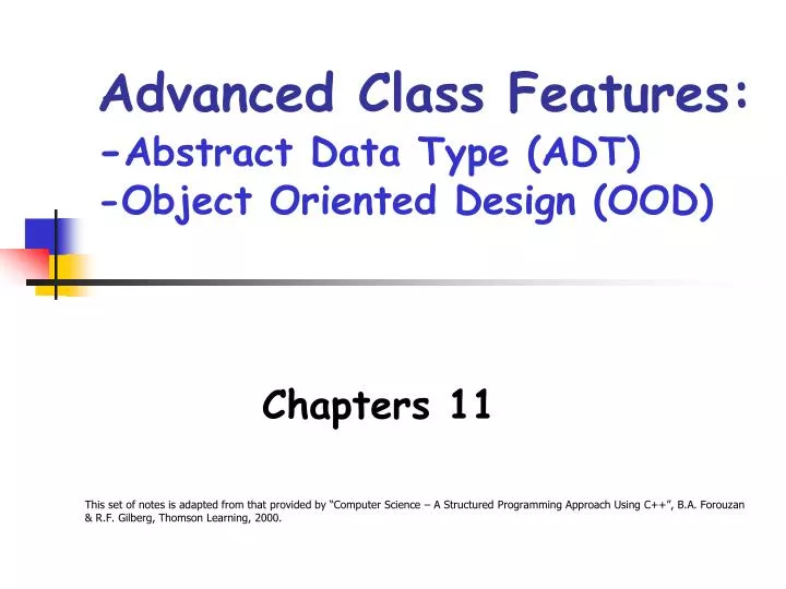 advanced class features abstract data type adt object oriented design ood