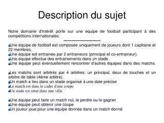 description du sujet