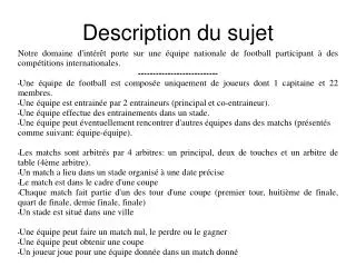 description du sujet