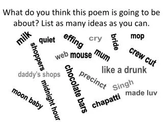 What do you think this poem is going to be about? List as many ideas as you can.
